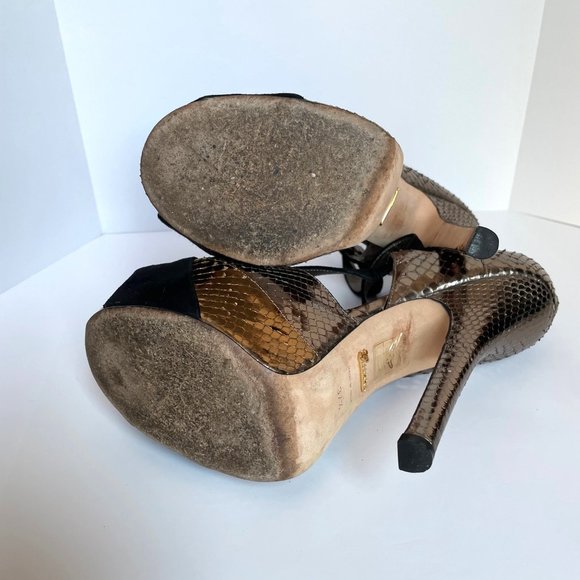 Gucci Exotic Python Leather Platform Heels 7.5 - Picture 9 of 14